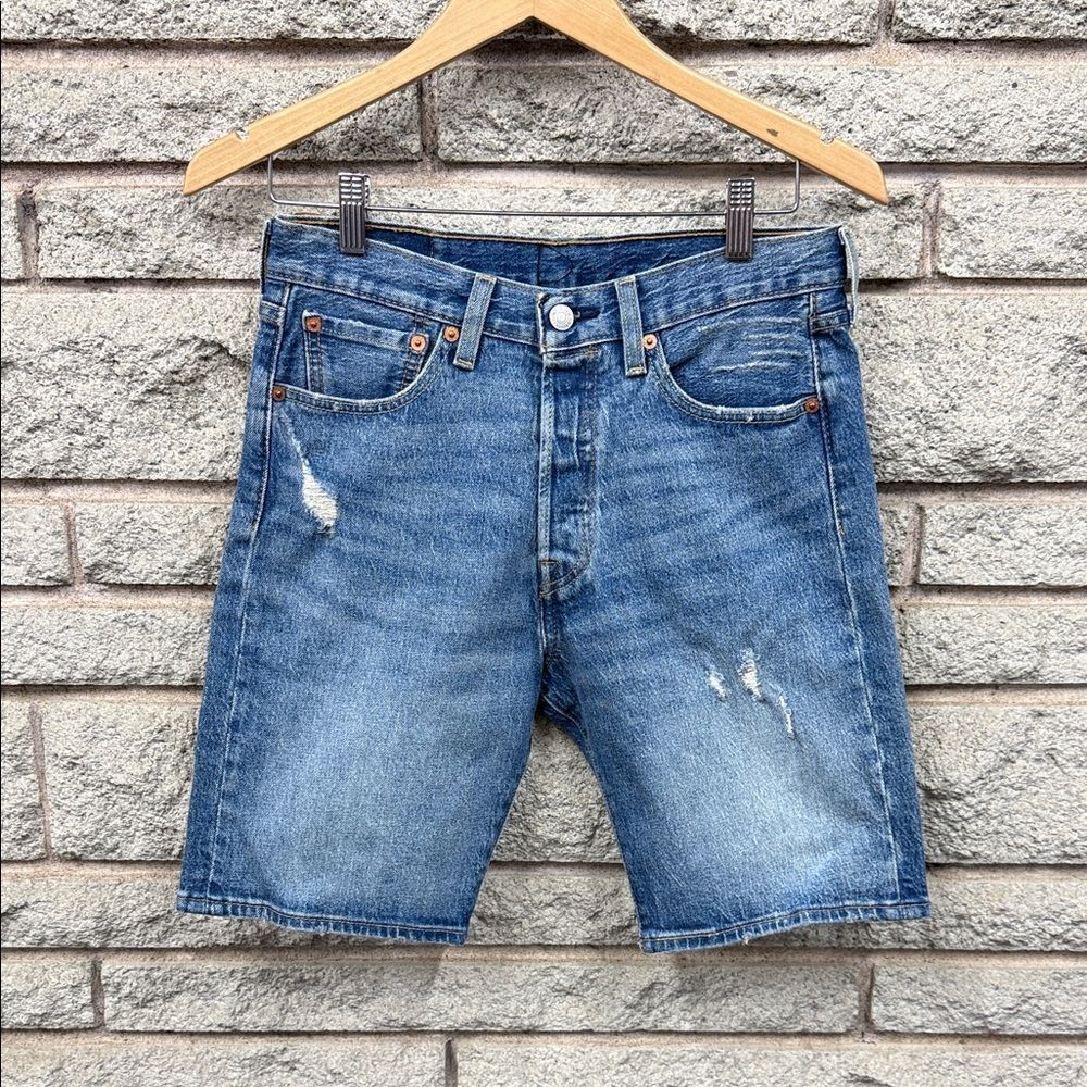 Levi's Blue Distressed Jean Shorts for Men